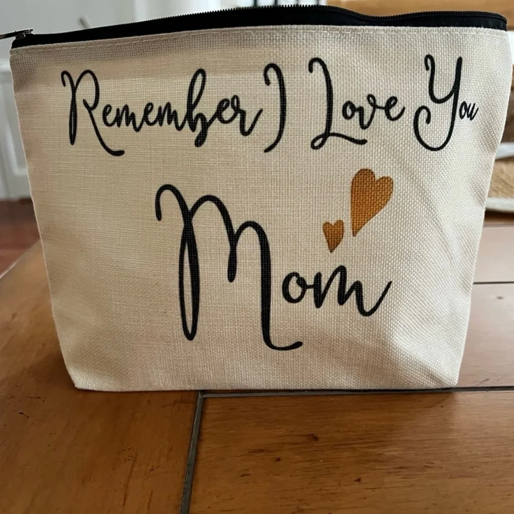 Cream and Black Linen Cosmetic Bag For Mom